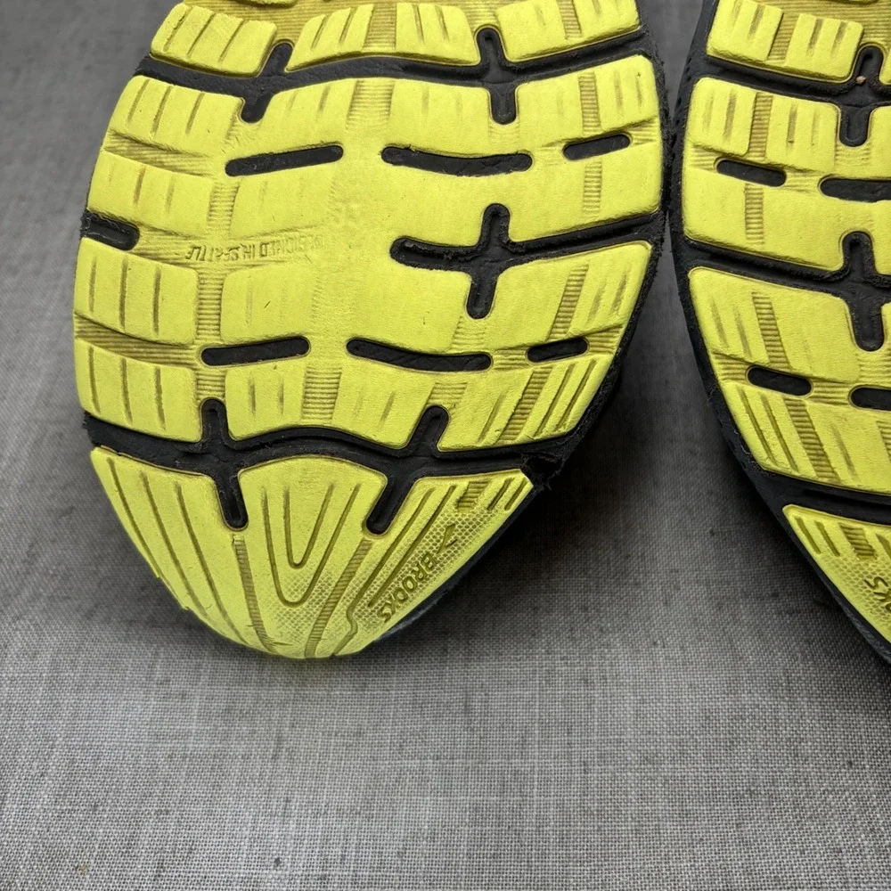 Brooks Ghost 14 Mens Running Shoes Grey Black Yellow Size 12 Low Top Sneakers